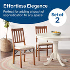 Stakmore Arts and Crafts Wooden Folding Chairs with Padded Seats, Set of 2 - No Assembly Foldable Dining Chairs, Steel Folding Mechanism, Upholstered Cushion, Space-Saving, Fruitwood Frame