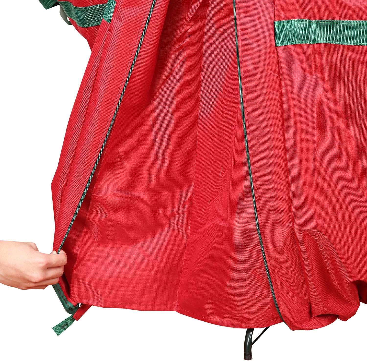 Sattiyrch Upright Christmas Tree Storage Bag,Fits Up to 7.5 ft Tall Artificial Tree,Heavy Duty 600D Canvas Red Christmas Tree Storage Container with Sleek Zipper and Durable Handles (7.5 FT)
