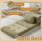 Folding Sofa Bed Convertible Sleeper Sofa with Pillow Modern Tufted Folding Couch Bed Lazy Chair Floor Futon for Living Room Bedroom Apartment Guest Room Green 32IN