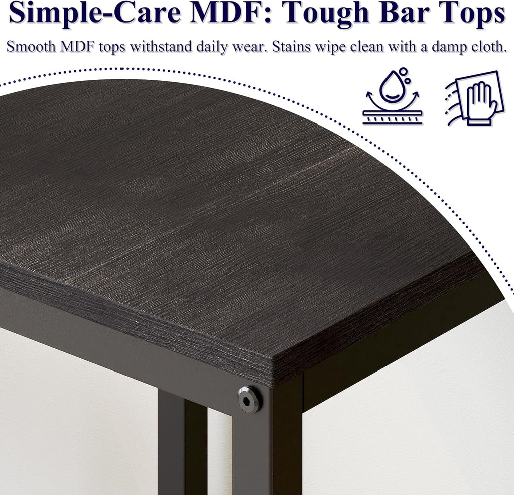 Lutown-Teen Square Bar Table, High Top Table - Industrial Metal Frame for Small Spaces & Narrow Kitchens, 23.6x23.6x36.9 in (LxWxH), Easy Assembly, Black