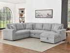 122" Oversized Sectional Sleeper Sofa with PullOut Bed - Gifts for Men Women,U Shape Sectional Couch with Storage Chaise Lounge for Apartment,6 Seat Corduroy Sofa with USB Port-Gray