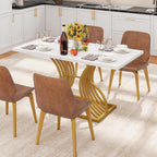 YITAHOME Dining Room Table 47 Inch Rectangle Dining Table for 4 Modern Kitchen Table White Dinner Table with Gold Leg for Home Dining Room Kitchen Apartment Restaurant, White and Gold