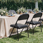 Simple Deluxe 2 Pack Foldable Padded Folding Chairs, Leather Cushion Seat & Sturdy Metal Frame, Portable Commercial Event Chair for Indoor Outdoor Home Office Parties, Black