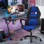 Silla Gamer Ergonomic Massage Gaming Chair - Blue Leather Desk Chair for Adults and Kids