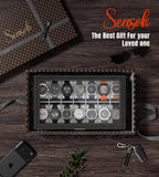 Watch Case Box for Men - 14 Slots Watch Display Organizer with Glass Lid, Double Layer PU Leather Jewelry Storage with Drawer, Gift for Husband Boyfriend Dad, Black
