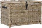 happimess HPM9004B Michael 35" Wicker Storage Trunk, Collapsible for flat storage, Rattan-Kubusoft Gray, Coastal for Office, Dorm Room-LivingRoom, Bedroom, Dining Room, Natural