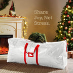Zober Large Christmas Tree Storage Bag - Fits 9 Ft Artificial Trees - Plastic, Waterproof Christmas Tree Bag For Storage Box For Xmas - Strong, Durable Handles - Label Card Slot - White (Pack of 2)