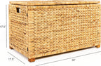 happimess HPM9005A Anada Wicker Weave 30" Storage Trunk, Wooden Frame/Water Hyacinth, Farmhouse, Transitional, Coastal, Rustic for Office, Dorm Room, Living-Room, Bedroom, Dining-Room, Natural