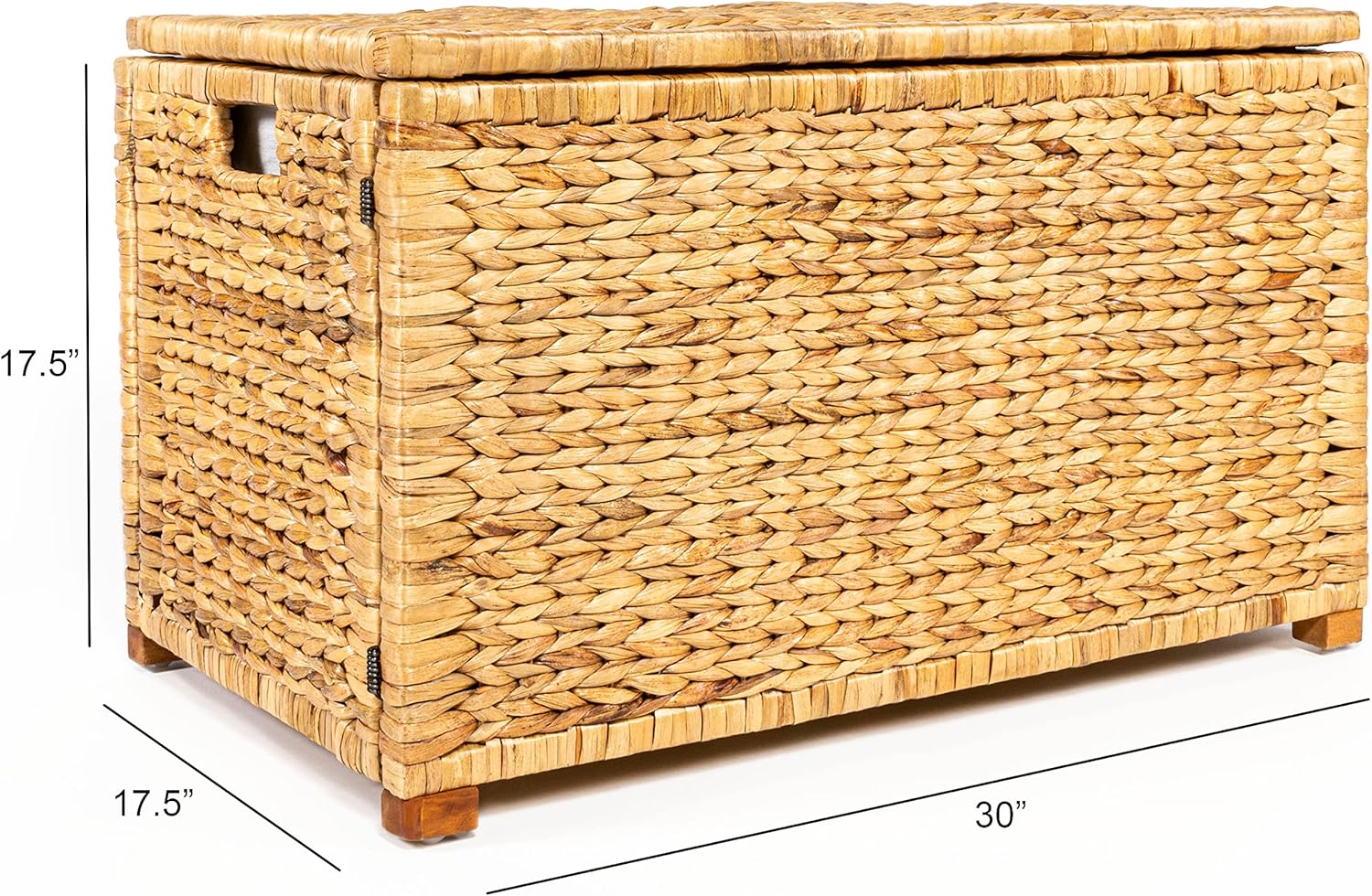 happimess HPM9005A Anada Wicker Weave 30" Storage Trunk, Wooden Frame/Water Hyacinth, Farmhouse, Transitional, Coastal, Rustic for Office, Dorm Room, Living-Room, Bedroom, Dining-Room, Natural
