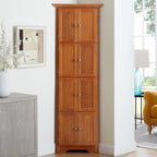 4-Tier Corner Kitchen Pantry Storage Cabinet with Shelves, 72" Tall Kitchen Storage Cabinets with 8 Doors, Narrow Pantry Cabinet with Space Saving, Storage Floor Cabinet for Place (Oak)