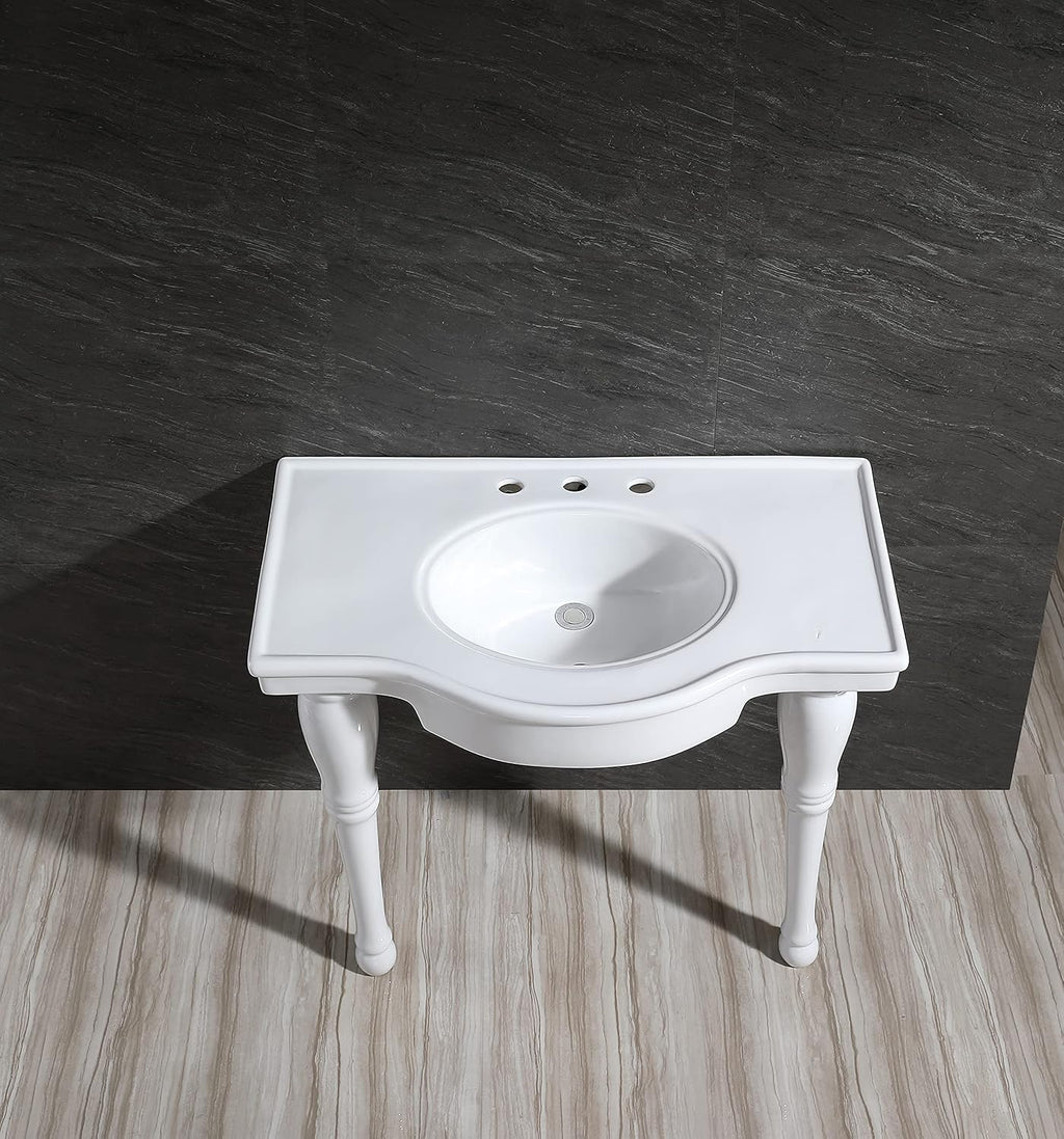 Fauceture VPB1378B Imperial 37" x 22" Ceramic Console Sink Basin, White