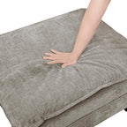 Lexicon Chenille Upholstered Rectangle Ottoman, Foot Stool, Black Faux Wood Feet, Durable Frame, Large Padded, Modular Sectional Couch Add Ons for Living Room, Bedroom, Assembly Required, Dark Pewter