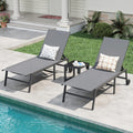 Amopatio Patio Lounge Chairs with Wheels 2 Outdoor Chaise Lounges and 1 Side Table for Poolside Adjustable Lounge Chair with Heavy-Duty Steel Frame for Backyard Poolside,400 LBS Capacity, Gray