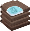Chair Cushions for Dining Chairs, Non Slip Chair Pads with Ties and Washable Covers, Memory Foam Kitchen Chair Cushions Set of 4, 16"X16"X2.5", Brown