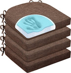 Chair Cushions for Dining Chairs, Non Slip Chair Pads with Ties and Washable Covers, Memory Foam Kitchen Chair Cushions Set of 4, 16"X16"X2.5", Brown