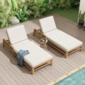KLMM 5-Position Adjustable Outdoor Chaise Lounge Set of 2, Solid Wood Patio Recliner Chair with Thick Cushions,for Pool, Balcony & Garden (Light Teak/2)