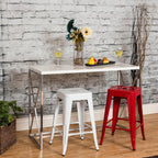 24 Inch Metal Bar Stools,Counter Height Bar Chair,Indoor Outdoor Backless Kitchen Stools Set of 4,Red