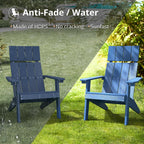 LUE BONA Modern Adirondack Chairs Set of 6, Navy Blue Plastic Adirondack Chair, High Back Poly Adirondack Fire Pit Chairs Weather Resistant, Patio Outdoor Chairs for Porch, Deck, Pool, Garden, 330LBS