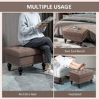 Versatile Upholstered Storage Ottoman with Tufted Lid and Nailhead Trim for Living Room, Bedroom or Entryway