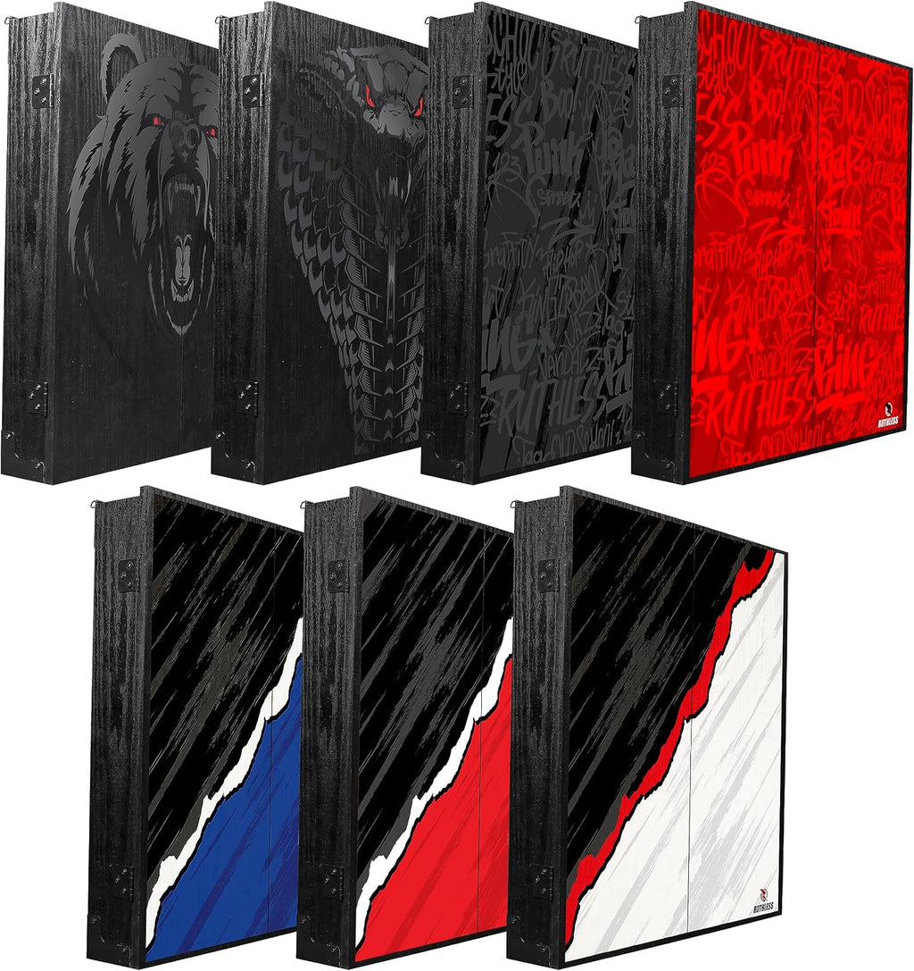 Ruthless | Dart Board Cabinet | Professional Heavy Duty Square Black Dartboard Storage