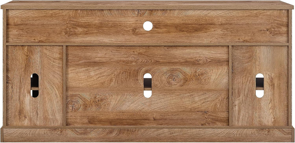 OKD 70" Farmhouse TV Stand for TVs up to 80", Light Knotty Oak | 33" Tall, Rustic Entertainment Center, Sliding Barn Door, Large Open Storage Shelf, 2 Storage Cabinets, Living Room, Bedroom
