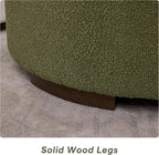 29.5 Inch Round Storage Ottoman Coffee Table,Modern Circle Coffee Table with Storage with Removable Lid Top and Solid Wood Legs,Large Round Ottoman for Bedroom,Living Room,Teddy Fleece,Green