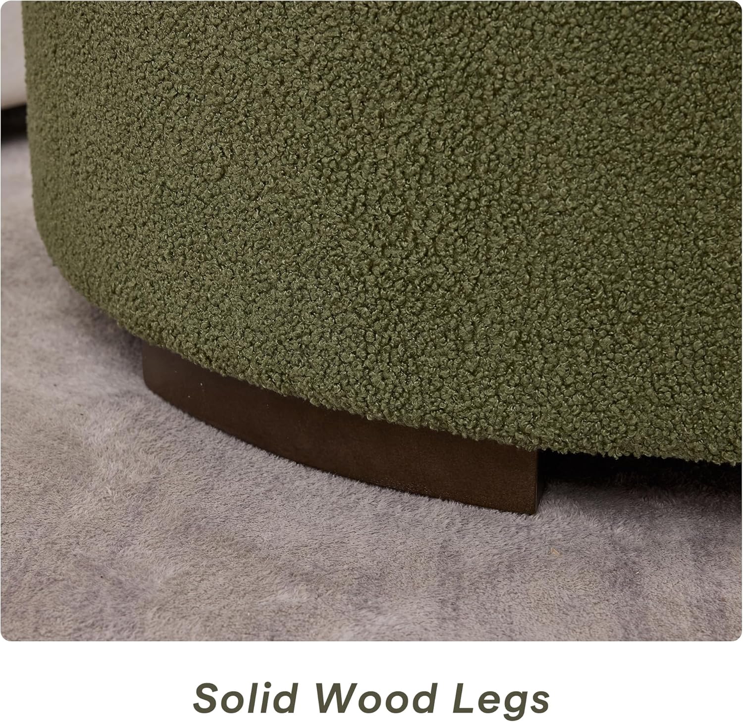 29.5 Inch Round Storage Ottoman Coffee Table,Modern Circle Coffee Table with Storage with Removable Lid Top and Solid Wood Legs,Large Round Ottoman for Bedroom,Living Room,Teddy Fleece,Green