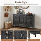 RoyalCraft Buffet Cabinet with Storage, Vintage Solid Wood Sideboard Table Coffee Bar Wine Bar Storage Cabinet with 3 Doors for Dining Room, Living Room, Hallway, Distressed Black