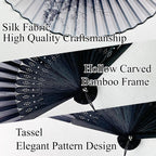 2026 New 5PCS Folding Hand Fans, 8.4" Mysterious Oriental Stylish Vintage Bamboo Silk Fan. Ideal for Dancing, Party, Home Decor and Events (5)