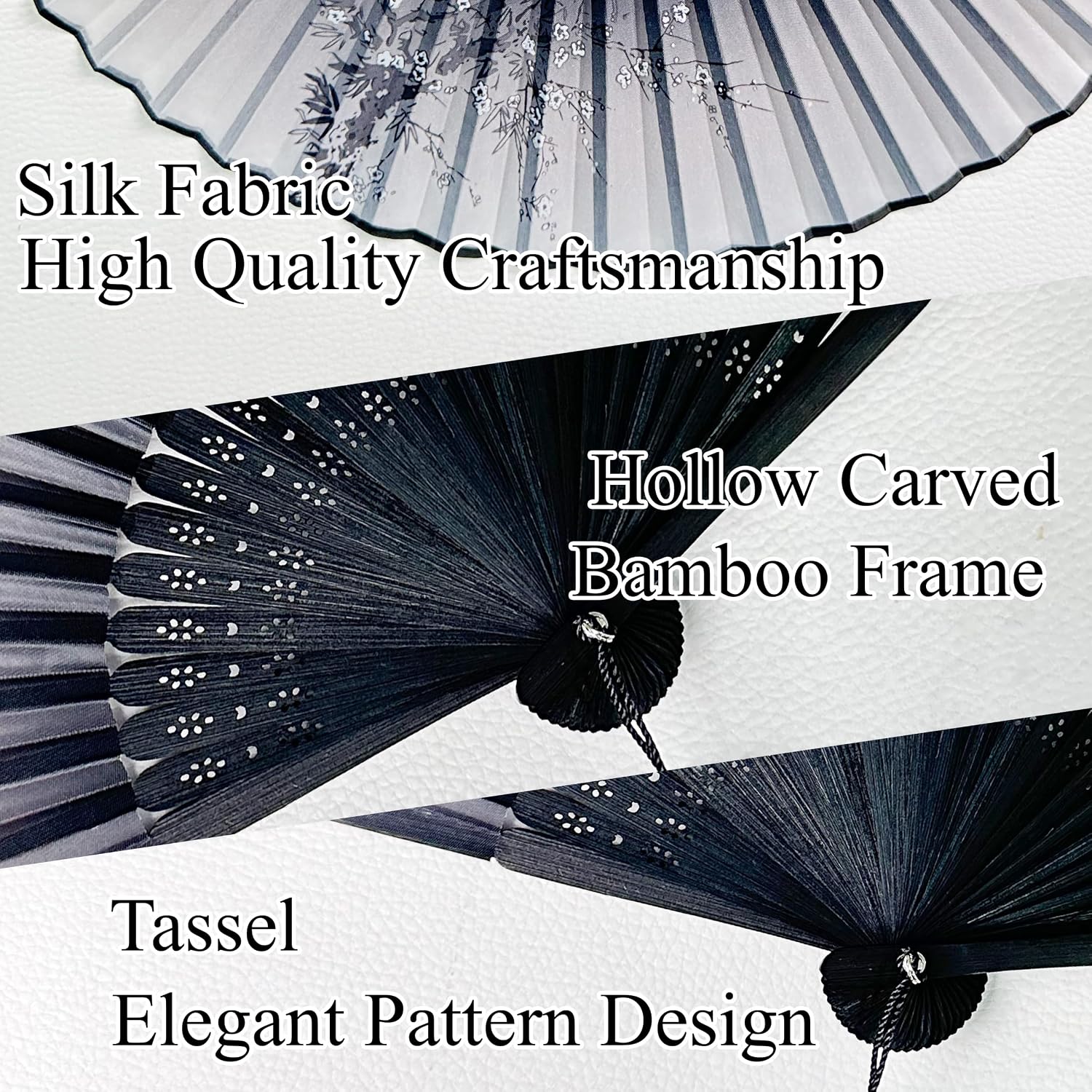 2026 New 5PCS Folding Hand Fans, 8.4" Mysterious Oriental Stylish Vintage Bamboo Silk Fan. Ideal for Dancing, Party, Home Decor and Events (5)