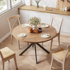 ChooChoo 47.2 Inch Round Dining Table for 4, Farmhouse Wood Kitchen Table, Round Dinner Table for Kitchen & Dining Room, Walnut