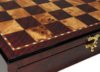 20 inch High Gloss Chess Storage Board Cherry and Burlwood Color 2 1/8 inch Squares