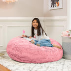 Jaxx Cocoon 4 Foot Bean Bag Chair - Faux Fur, Rose Quartz