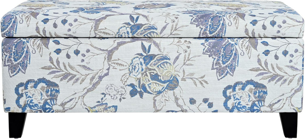 Christopher Knight Home Nesbit Living Room Ottoman with Storage, Entryway Fabric Upholstered Storage Ottoman Bench, Rectangular Sofa Foot Stool, Bedroom End of Bed Bench, Shoe Organizer, Light Blue