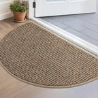 BEQHAUSE Dirt Trapper Door Mat 17" x 30" Half Circle Non Slip Washable Doormats Entrance Rugs Absorbent Welcome Low Profile Floor Mats for Front Back Door and Entryway, Taupe