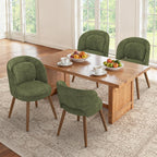 LUE BONA Dining Chairs Set of 4, Modern Upholstered Kitchen Chairs with Solid Wood Legs, Curved Backrest & Lumbar Support for Home Dining Room, Restaurant, Green