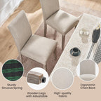 Joysoul Dining Chairs Set of 2, Upholstered Parsons Dining Chairs with Solid Wood Legs, Thickened Cushion & Ergonomic Back, Modern Fabric Kitchen Chairs for Dining Room, Living Room, Office