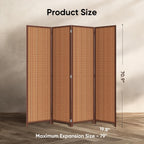 JOSTYLE 4 Panel Folding Privacy Screens 6ft Bamboo Freestanding Room Dividers, 70.9" H x 79" W