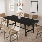 GarveeHome 63-83" Extendable Dining Table, Industrial Rectangular Dining Room Table for 6-8 People, Expandable Kitchen Table with Heavy Duty Metal Frame for Dining Room, Kitchen & Parties, Black