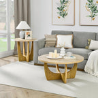 25" Round End Table, Wooden Side Table, Night Stand for Living Room,Reception Room (Oak Color)