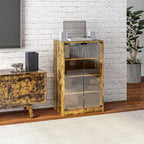 Retro Media Cabinet with 4-Tier Stereo, Modern Audio Video Media Stand with Adjustable Shelves,for Kitchen Home