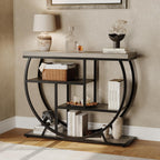 Garvee Entryway Table with Storage, Industrial 4-Tier Narrow Console Table Behind Couch with Half-Circle Base & Storage Shelves for Living Room, Hallway, Foyer