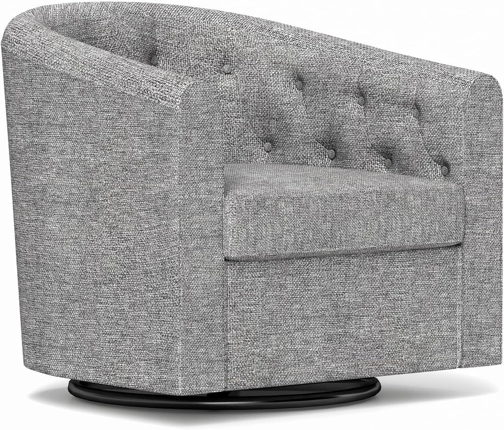 Simore Swivel Accent Chair for Living Room, Breathable Fabric Round Swivel Barrel Chair Armchair for Nursery Office Bedroom, Dark Gray