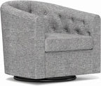 Simore Swivel Accent Chair for Living Room, Breathable Fabric Round Swivel Barrel Chair Armchair for Nursery Office Bedroom, Dark Gray