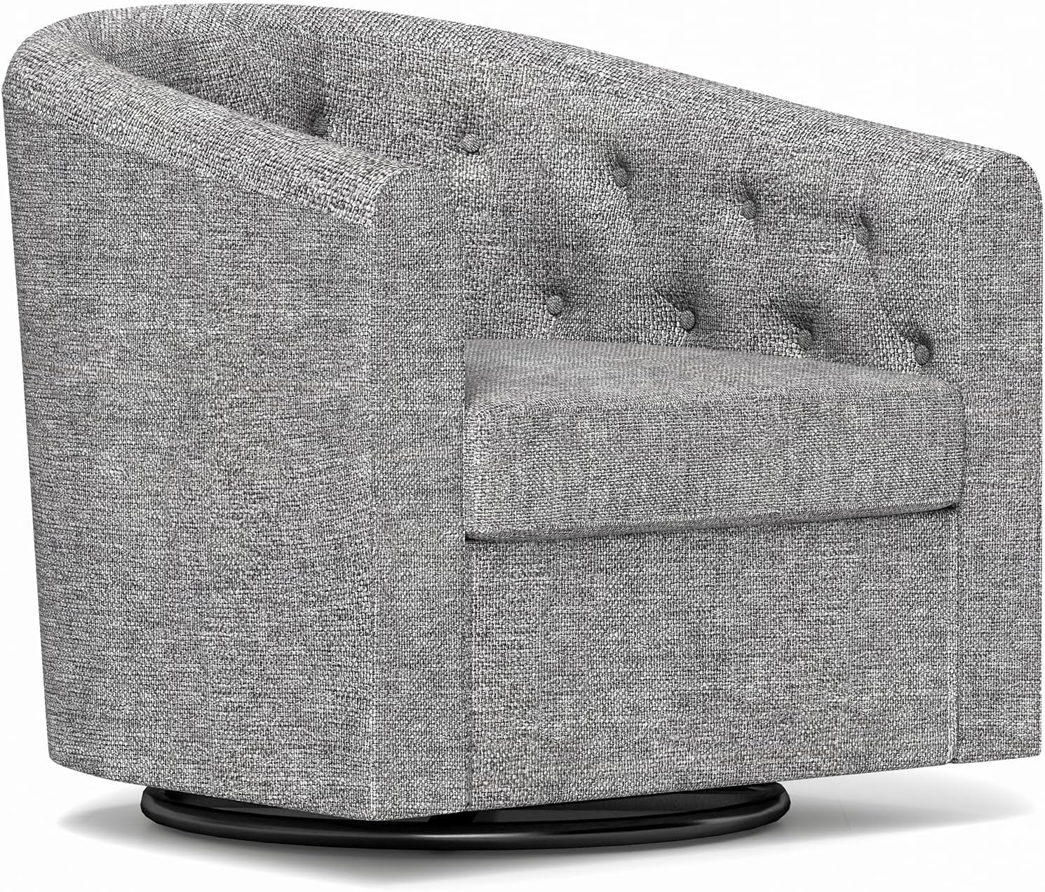 Simore Swivel Accent Chair for Living Room, Breathable Fabric Round Swivel Barrel Chair Armchair for Nursery Office Bedroom, Dark Gray