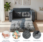 MAXYOYO Convertible Sofa Bed, Loveseat Sofa Couch for Adults, 2 in 1 Folding Couch Bed, Fold Out Floor Couch for Living Room Bedroom Lounge, Dark Grey