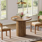 Tribesigns 31.5-Inch Round Dining Table for 2-4 People, Small Kitchen Table with Sturdy Base for Dining Room, Living Room (Brown)