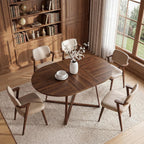 LITTLE TREE 59-Inch Oval Wooden Dining Table for 4-6, Kitchen Round Table with Metal Cross Base, Modern Farmhouse Dining Table for Small Space, Dining Room, Apartment, Living Room, Walnut (Table Only)