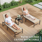 UDPATIO Chaise Lounge Chair Patio Pool Lounge Chair Outdoor with 5 Position Adjustable Backrest Poolside Sunloungers Lay Flat Sunbathing Chaise with Backrest for Patio, Beach, Yard, Pool(Brown)
