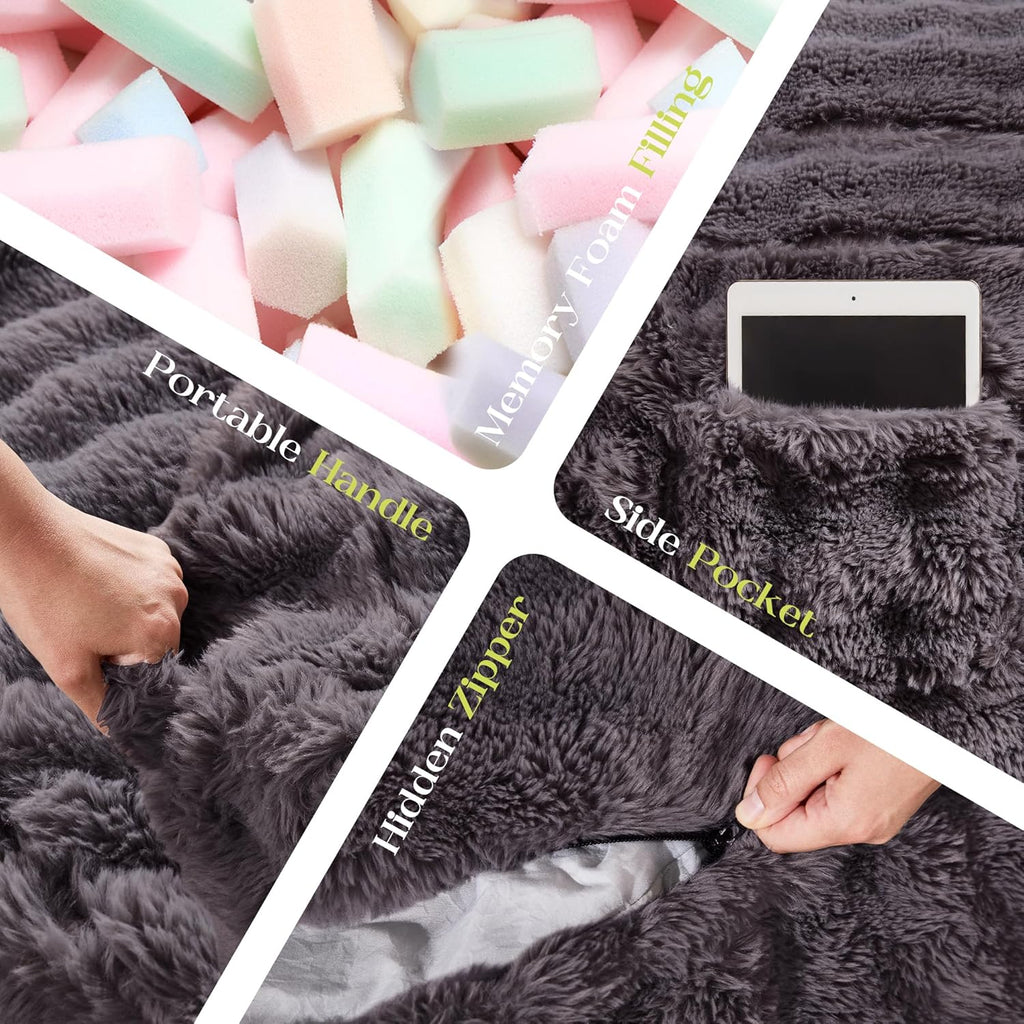 Hobestluk Bean Bag Chairs Beanbag Chair with Filler Adult Bean Bags with Fluffy & Machine Washable Cover, Giant Bean Bag Chairs for Aduts (Dark Grey, 3FT-36" x 36" x 22")